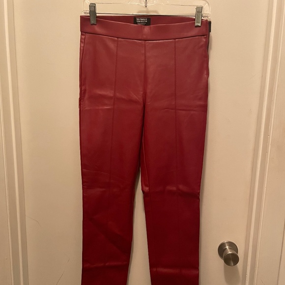 Zara Pants & Jumpsuits Zara Faux Leather Legging Pant Red Poshmark